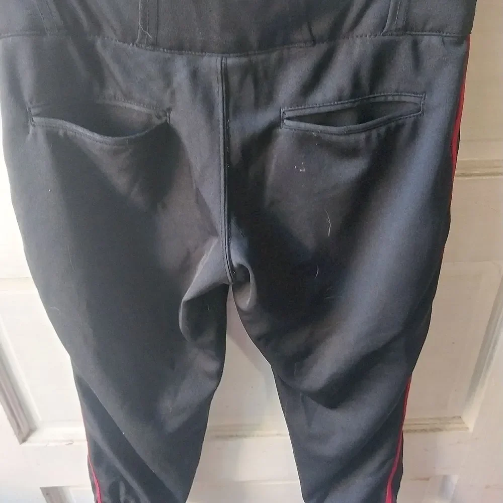 Black Women's Baseball Pants with Red Stripe